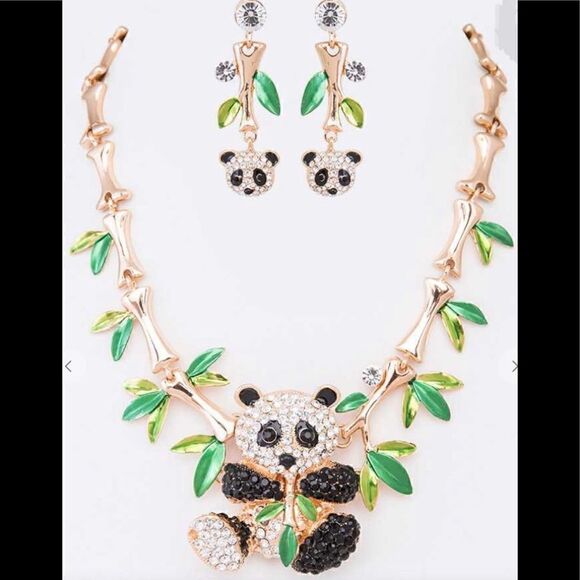 Baby Panda Bear Necklace Set (Gold) - Picture 1 of 3
